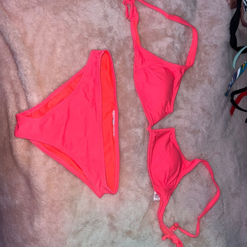 New California Waves bright pink/orange sherbet bikini